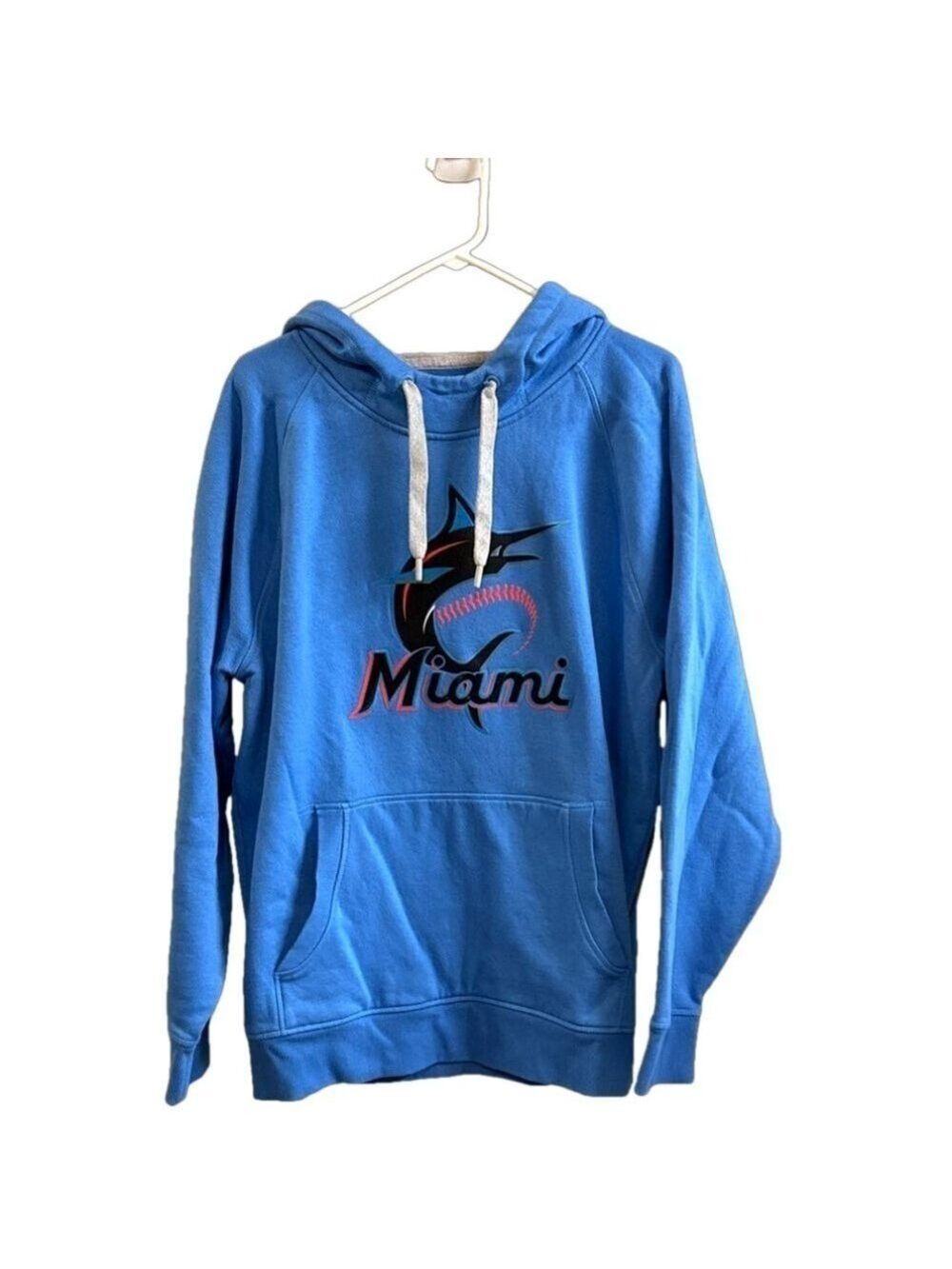 Antigua MLB Miami Marlins Women's Blue Victory Hooded Pullover Sweatshirt.Size L